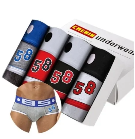 Seamless cotton men underwear boxer elastic trunks in middle waist fit for sports