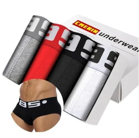 Seamless cotton men underwear boxer elastic trunks in middle waist fit for sports