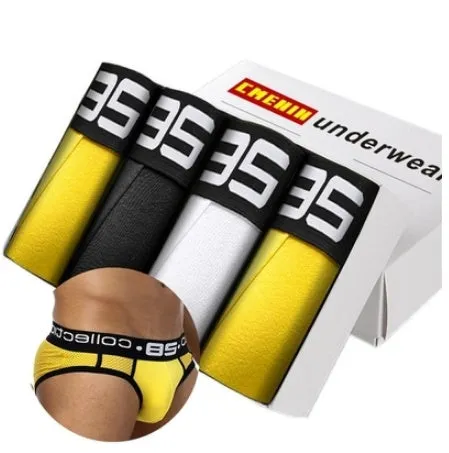 Seamless cotton men underwear boxer elastic trunks in middle waist fit for sports