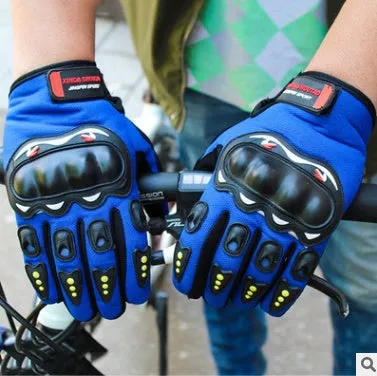 Outdoor motorcycle riding gloves with hard shell, non-slip palm, and touch screen fingertips in black