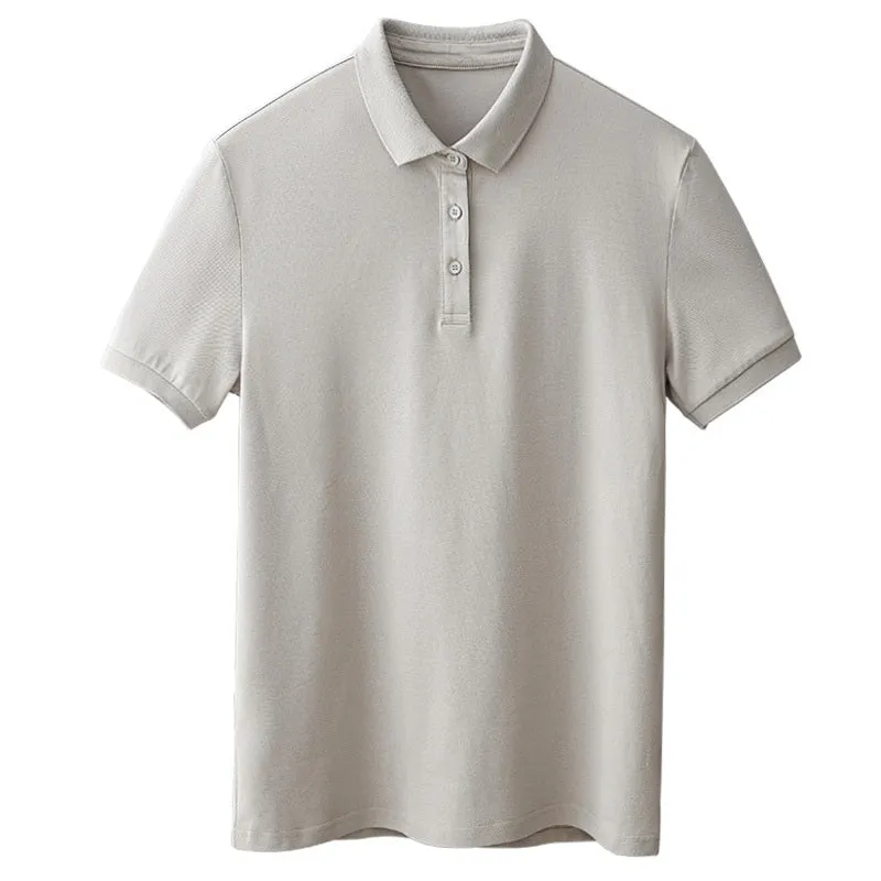 Men's business casual polo shirt in cotton-spandex blend, apricot colour, Asian size M.