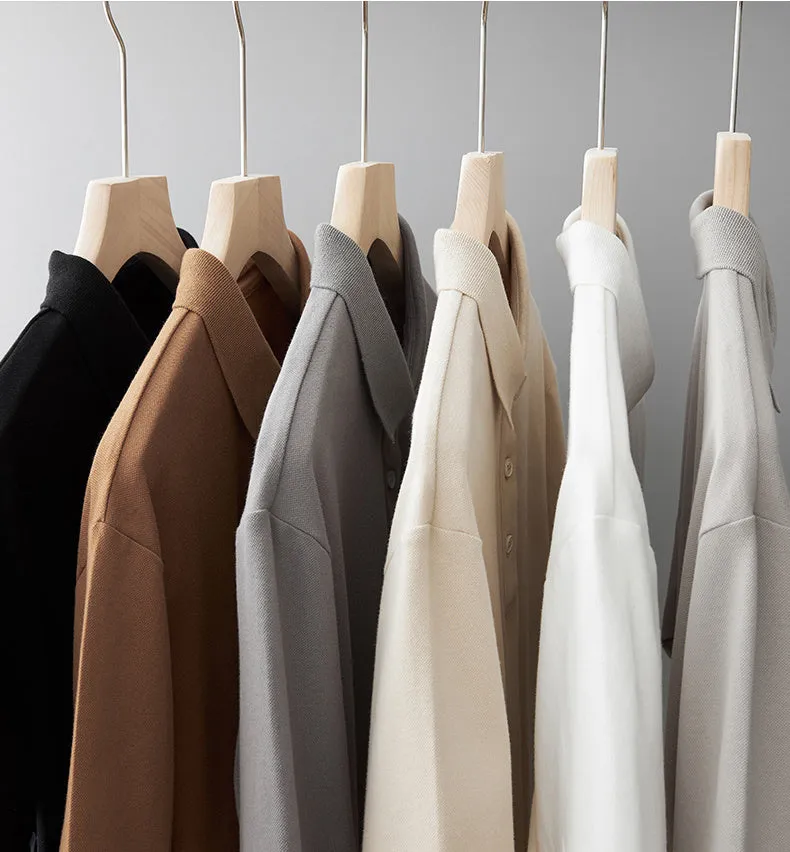 Men's business casual polo shirt in cotton-spandex blend, apricot colour, Asian size M.