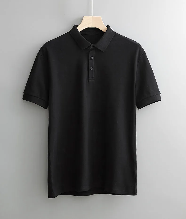 Men's business casual polo shirt in cotton-spandex blend, apricot colour, Asian size M.