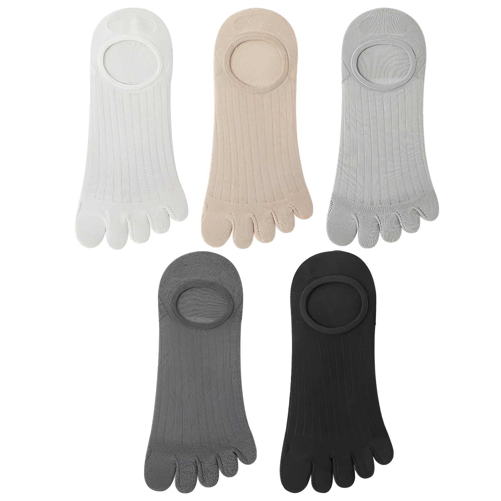 Men's five-finger cotton boneless invisible socks in modal fabric showing colour options