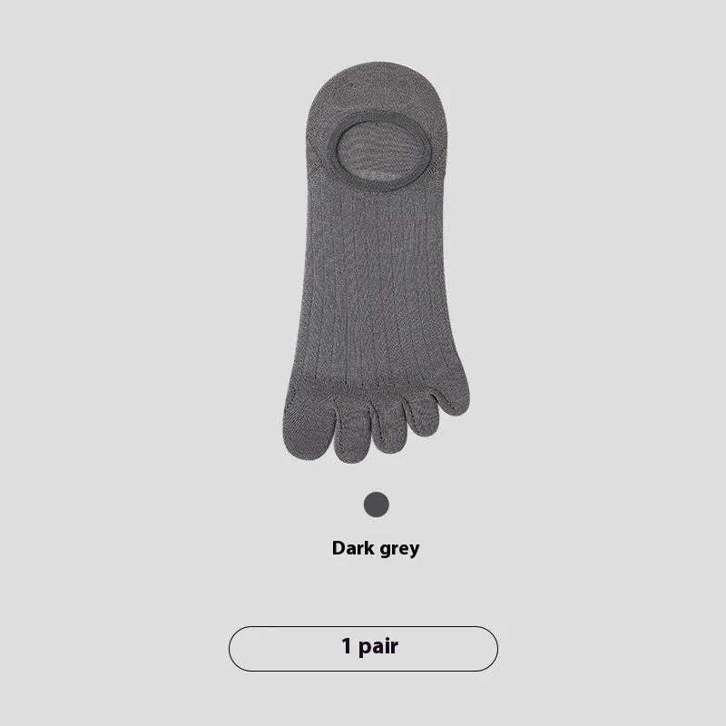 Men's five-finger cotton boneless invisible socks in modal fabric showing colour options