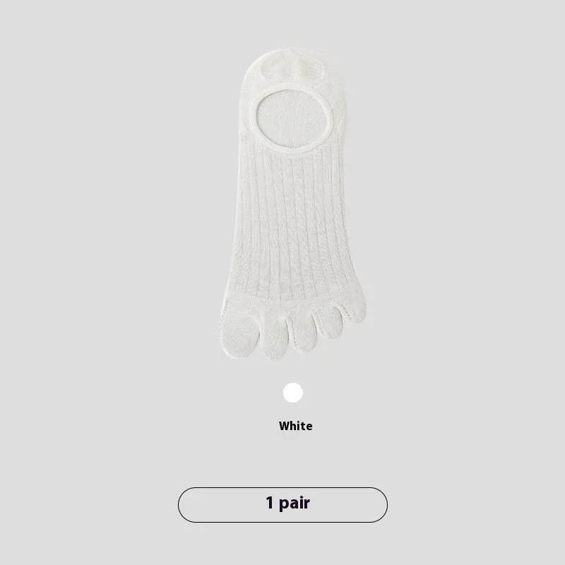 Men's five-finger cotton boneless invisible socks in modal fabric showing colour options