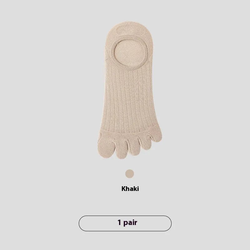 Men's five-finger cotton boneless invisible socks in modal fabric showing colour options