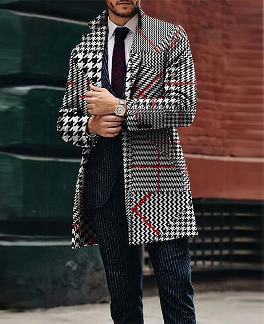 Large suit collar slim fit men's coat in polyester blend with top stitching slit pocket, colour XLDY-03