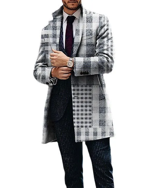 Large suit collar slim fit men's coat in polyester blend with top stitching slit pocket, colour XLDY-03