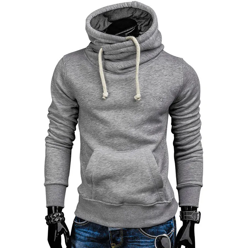 Solid colour polyester sweatshirt with embroidery detail in dark grey – front view