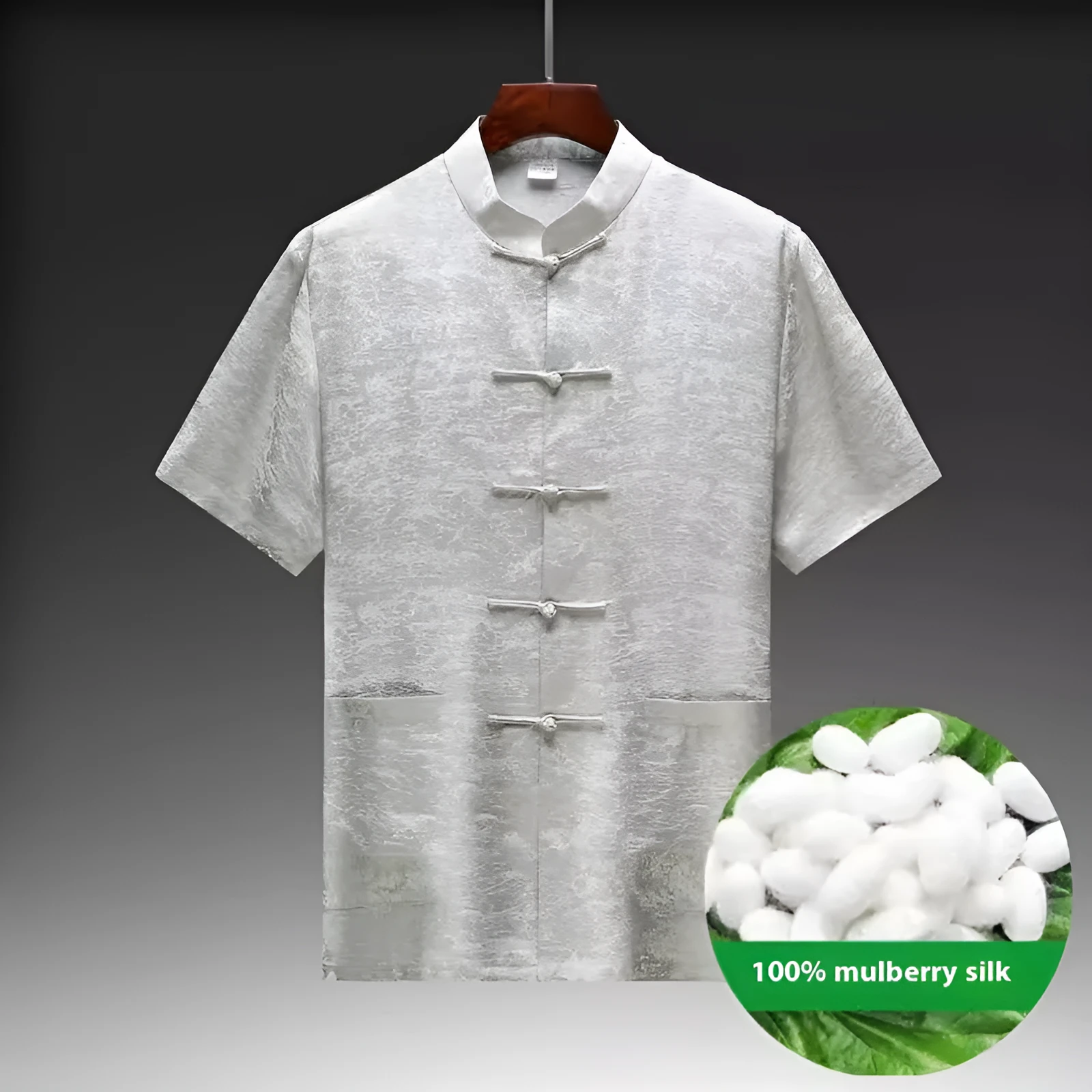 Men's Chinese Tang suit in mulberry silk fabric with traditional design details