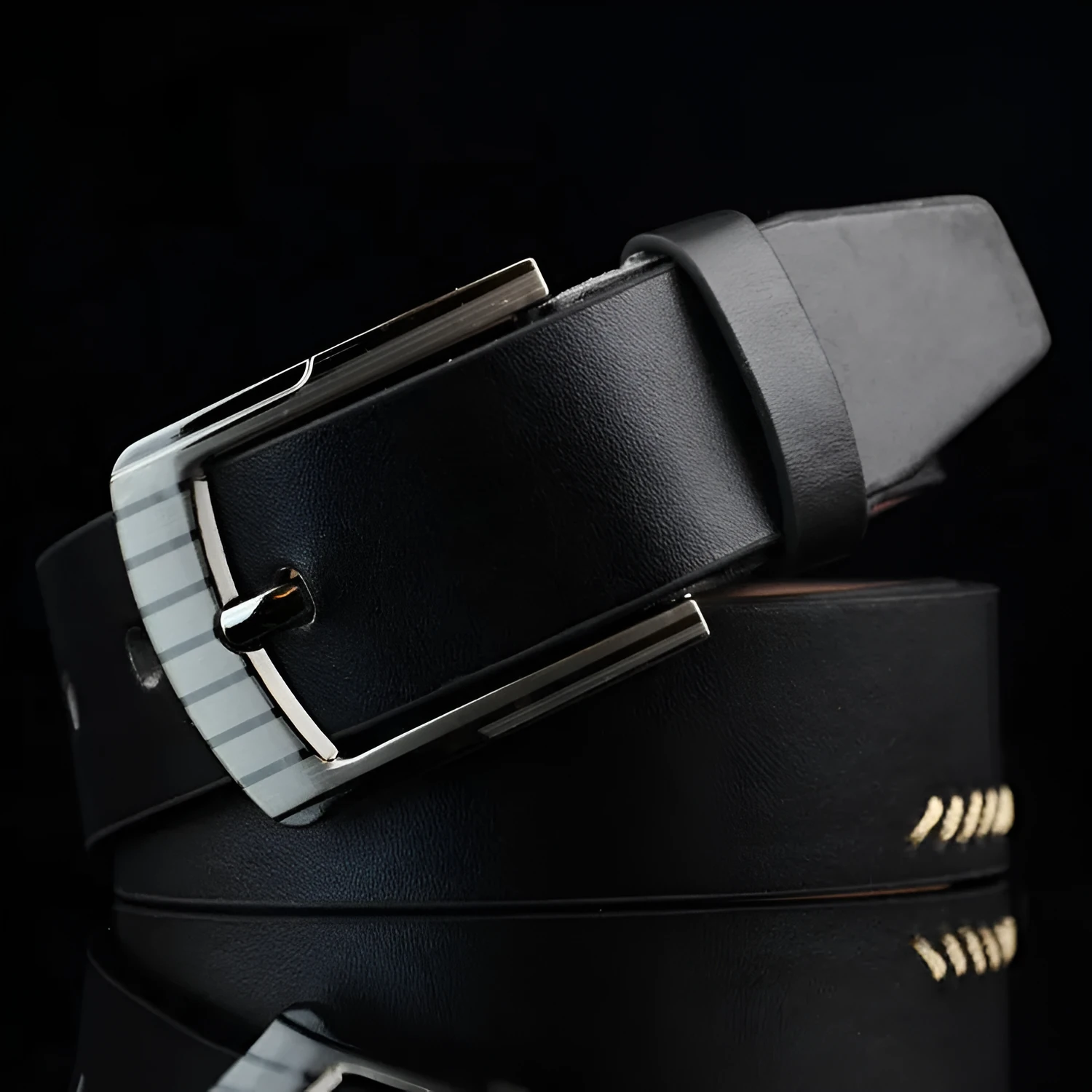 Men's threading casual pin buckle belt in black, white or brown colours with 110cm length