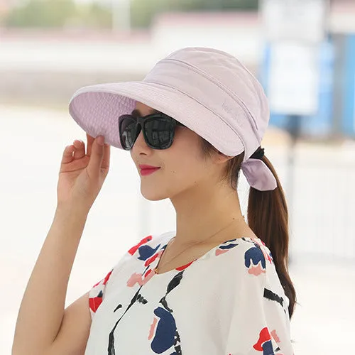 Ladies foldable summer hat in dome crown style, cotton polyester, size M 56-58cm, available in nine colours for sun protection