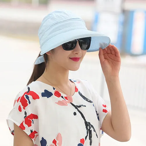 Ladies foldable summer hat in dome crown style, cotton polyester, size M 56-58cm, available in nine colours for sun protection