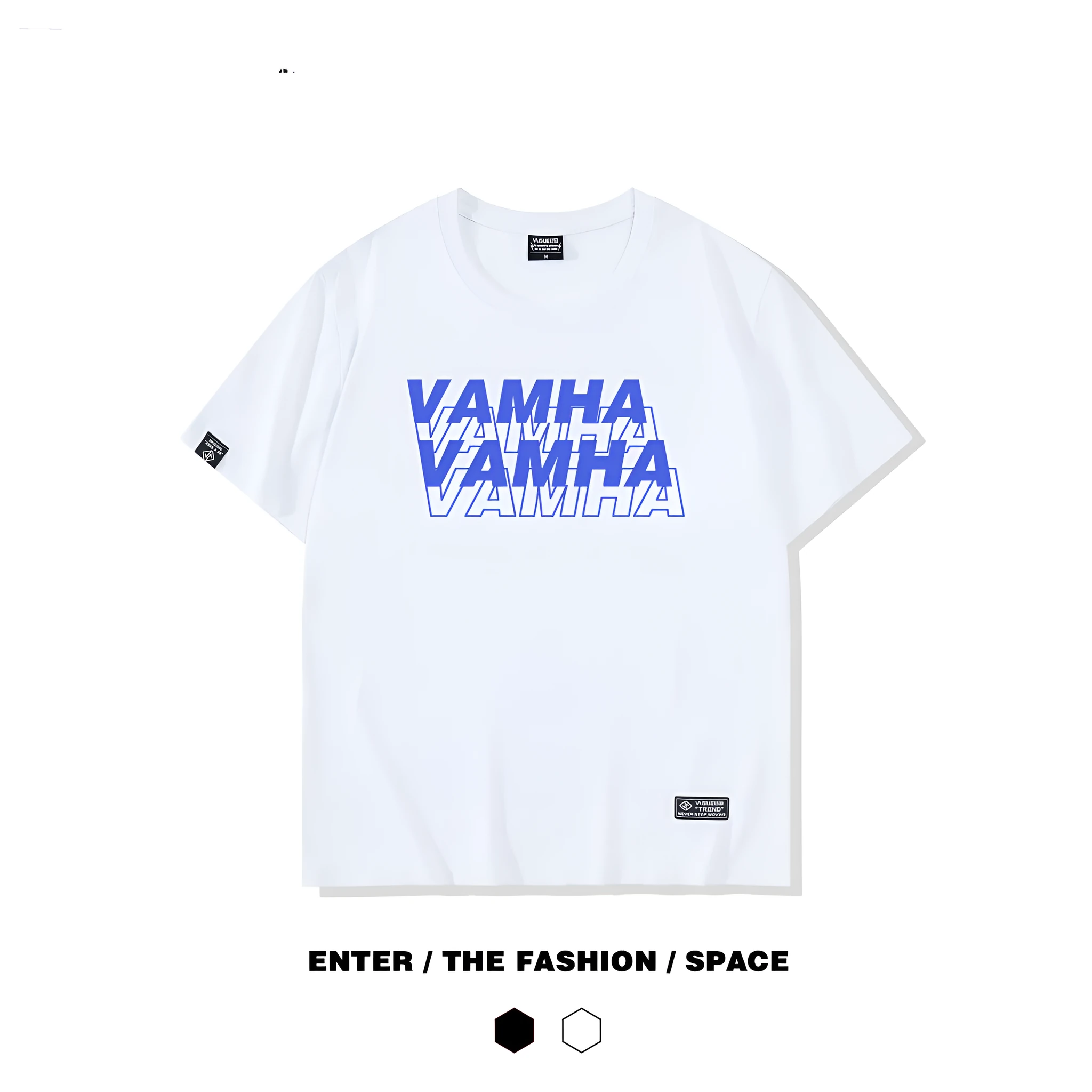 Ulzzang loose-fit short sleeve cotton t-shirt for men and women, round neck, available in black, white, blue and yellow, sizes S to 2XL.