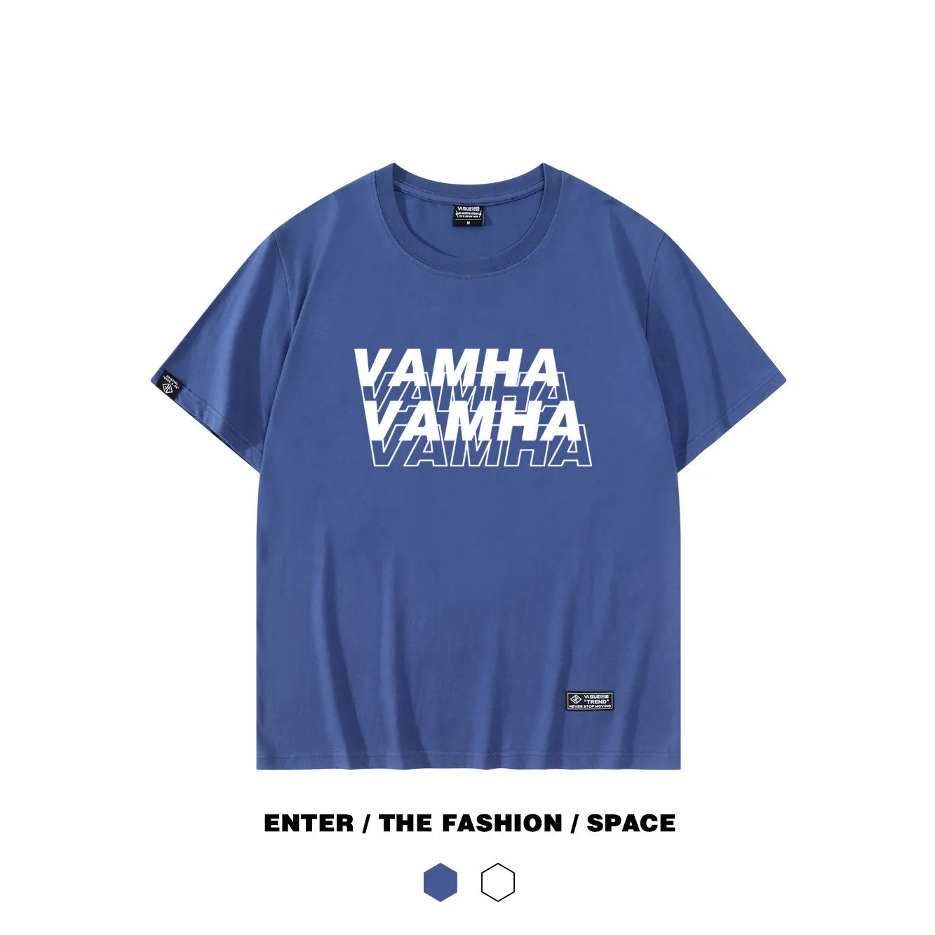 Ulzzang loose-fit short sleeve cotton t-shirt for men and women, round neck, available in black, white, blue and yellow, sizes S to 2XL.