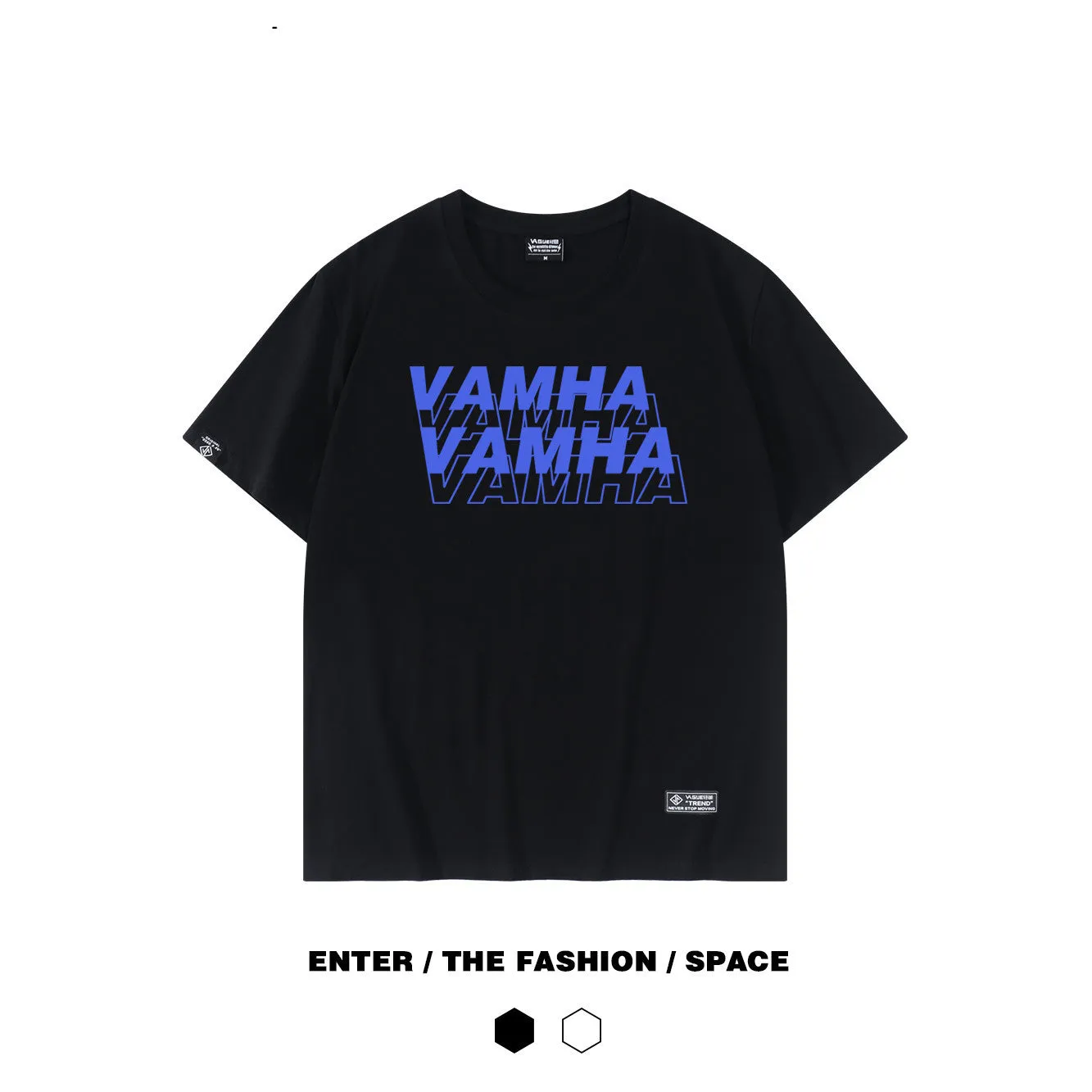 Ulzzang loose-fit short sleeve cotton t-shirt for men and women, round neck, available in black, white, blue and yellow, sizes S to 2XL.