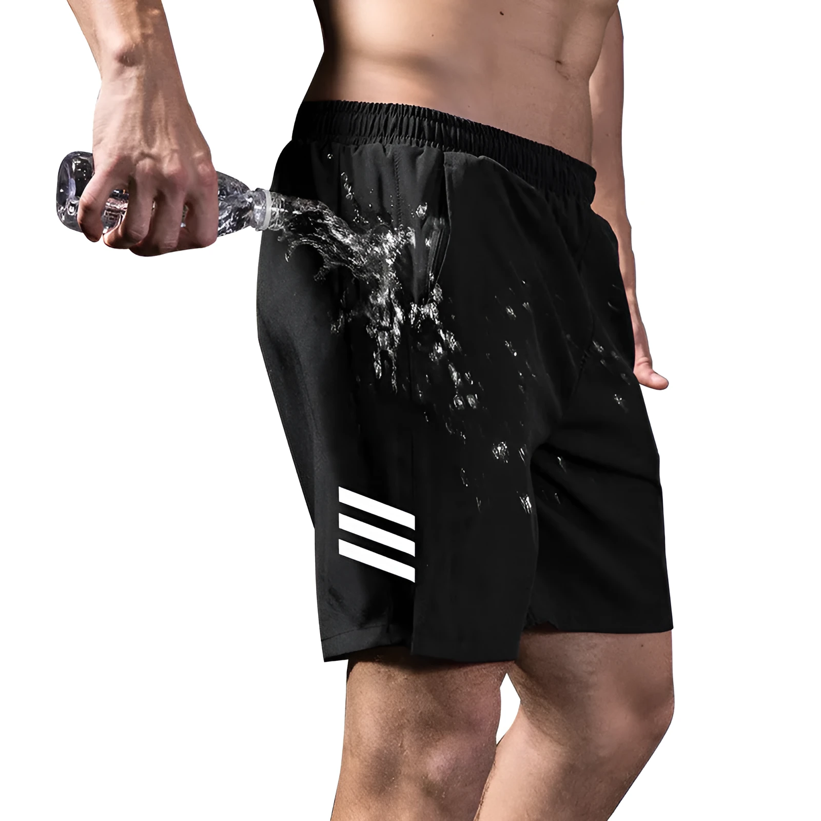Men's sports shorts in 100% polyester fibre, available in multiple sizes and colours for casual and active wear.