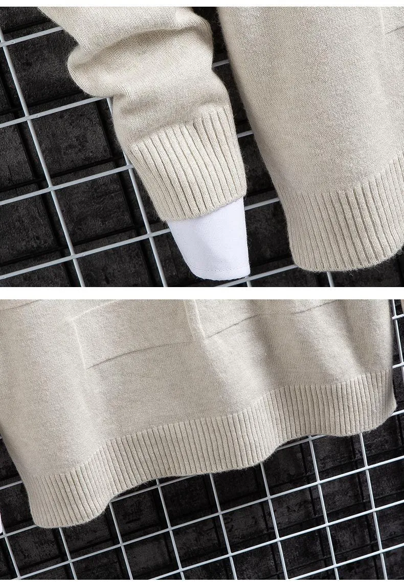 Student High Neck Pullover Knitted Sweater Acrylic Fine Wool Slim Fit Long Sleeve Korean Style Winter Casual Top for Young People in Beige Black Caramel Grey Navy Blue Wine Red White Sizes M to 3XL