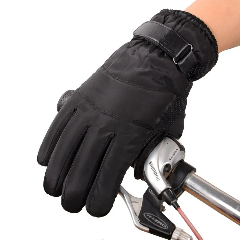 Winter outdoor sports gloves in black with non-slip polyester palm, one size, for skiing and cycling