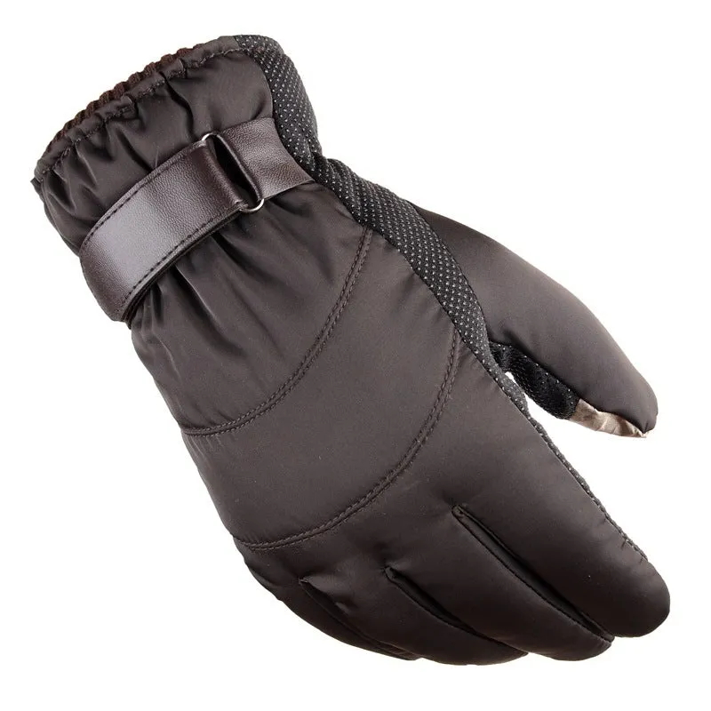 Winter outdoor sports gloves in black with non-slip polyester palm, one size, for skiing and cycling