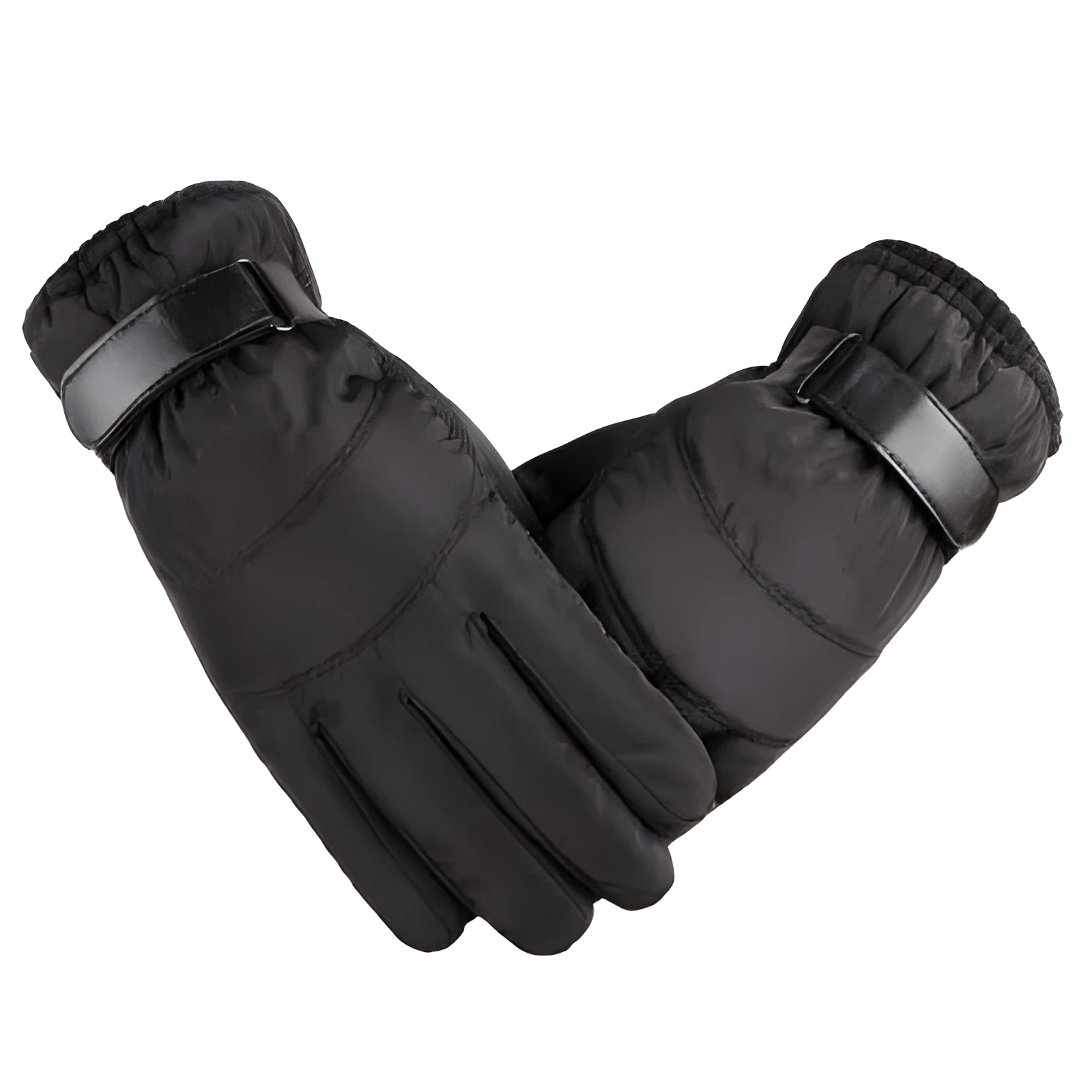 Winter outdoor sports gloves in black with non-slip polyester palm, one size, for skiing and cycling