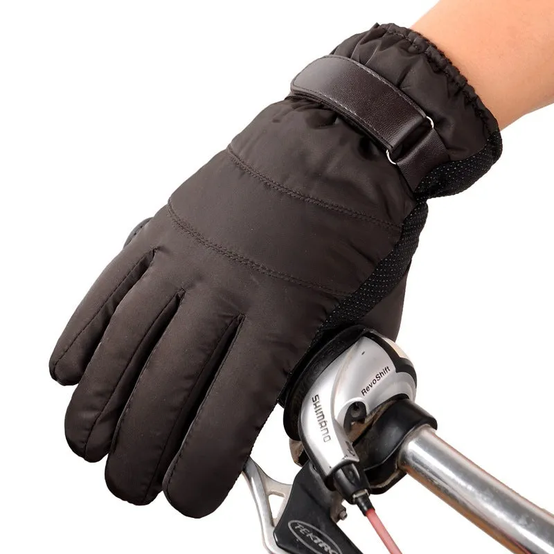 Winter outdoor sports gloves in black with non-slip polyester palm, one size, for skiing and cycling