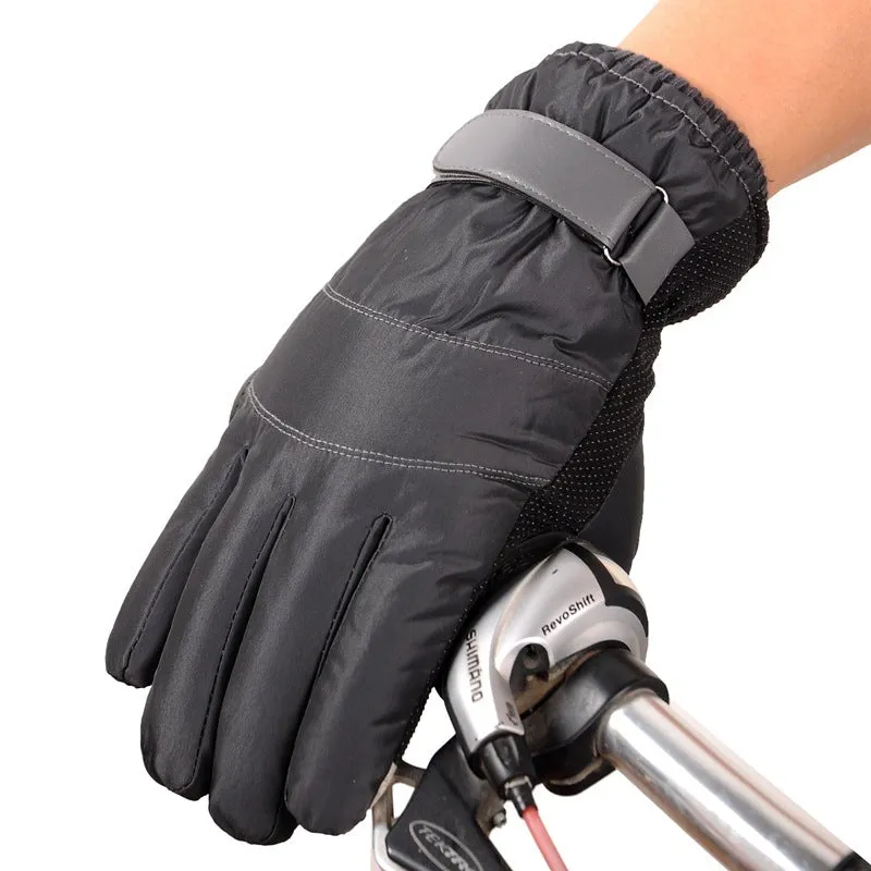 Winter outdoor sports gloves in black with non-slip polyester palm, one size, for skiing and cycling