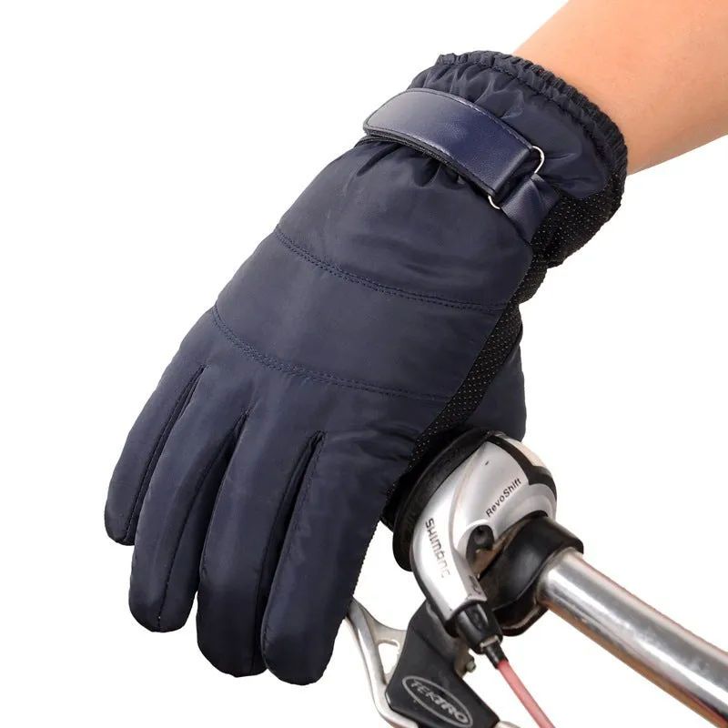 Winter outdoor sports gloves in black with non-slip polyester palm, one size, for skiing and cycling