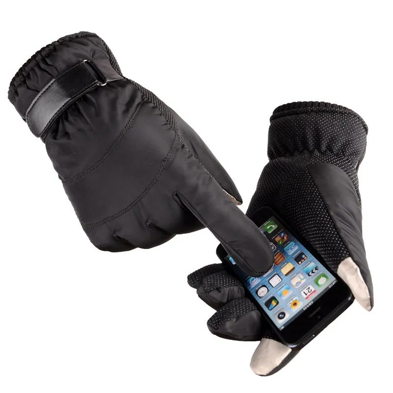 Winter outdoor sports gloves in black with non-slip polyester palm, one size, for skiing and cycling