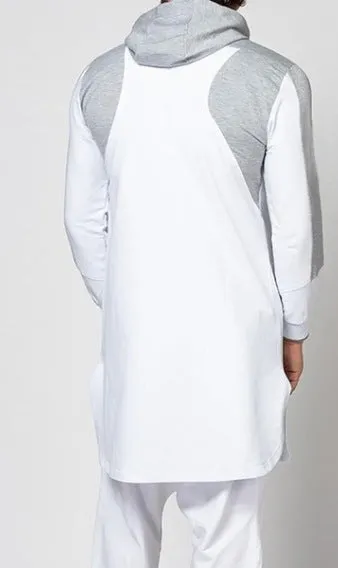 Men's colourblock robe-style zip pocket sweatshirt with plus-velvet lining, available in black, gray, green, white
