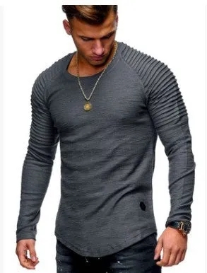 Men's round neck slim solid colour short sleeve t-shirt in Army Green, front view, Asian sizing M-3XL