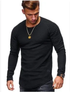 Men's round neck slim solid colour short sleeve t-shirt in Army Green, front view, Asian sizing M-3XL
