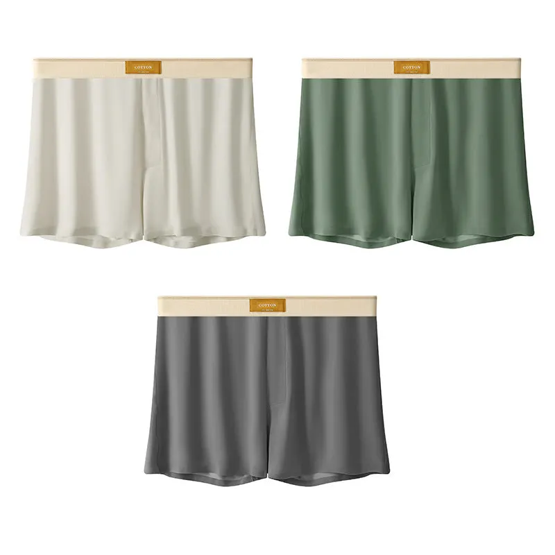 Men's loose fit ice silk underwear in solid colours showing mid-waist design and knitted fabric texture