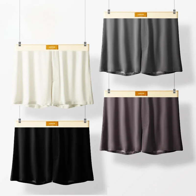 Men's loose fit ice silk underwear in solid colours showing mid-waist design and knitted fabric texture
