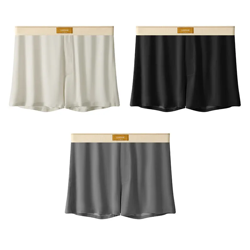 Men's loose fit ice silk underwear in solid colours showing mid-waist design and knitted fabric texture