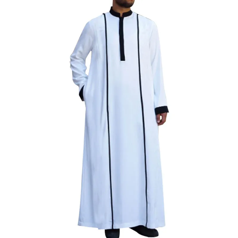 Full-length Muslim costume robe in black with long sleeves, ankle-length cut, and modest coverage