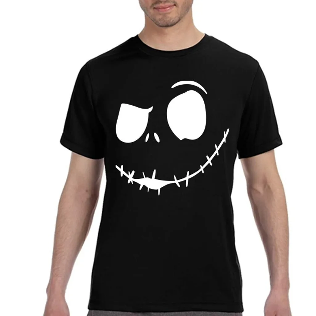 Cotton print T-shirt in black with short sleeves, front view, Asian sizing S to XXL