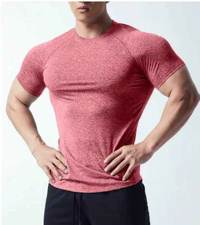 A stretch quick-dry running t-shirt in polyester, shown in black, on a mannequin.