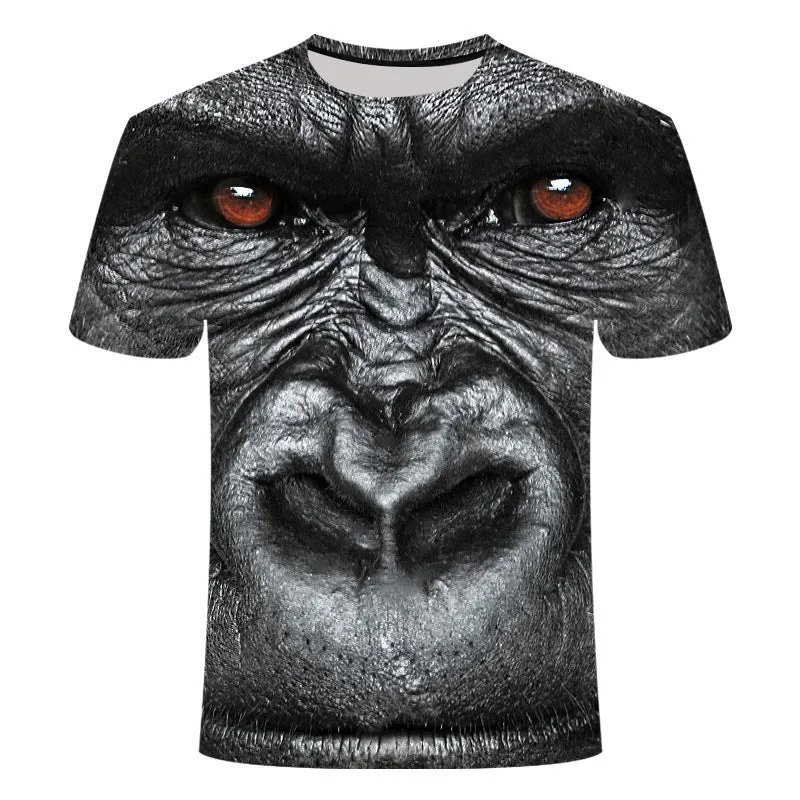 Face digital print T-shirt in polyester fibre, showing full-face graphic on front, available in multiple colours and sizes S-6XL