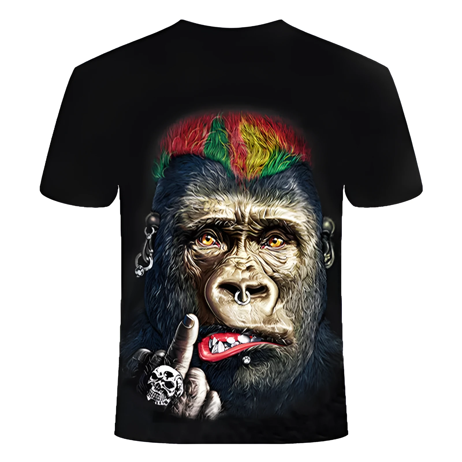 Face digital print T-shirt in polyester fibre, showing full-face graphic on front, available in multiple colours and sizes S-6XL