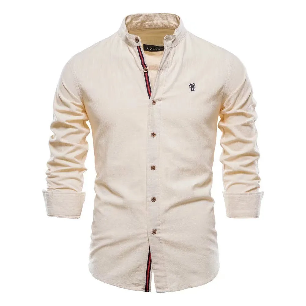 Men's cotton blend long sleeve Henley shirt in solid colour, eight colours available, sizes XS to XXXL