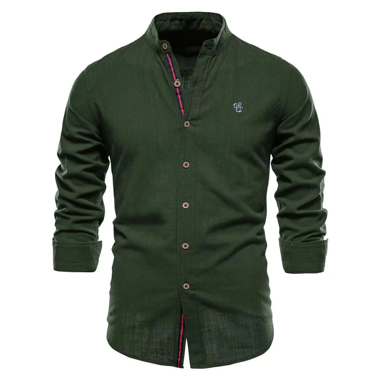 Men's cotton blend long sleeve Henley shirt in solid colour, eight colours available, sizes XS to XXXL