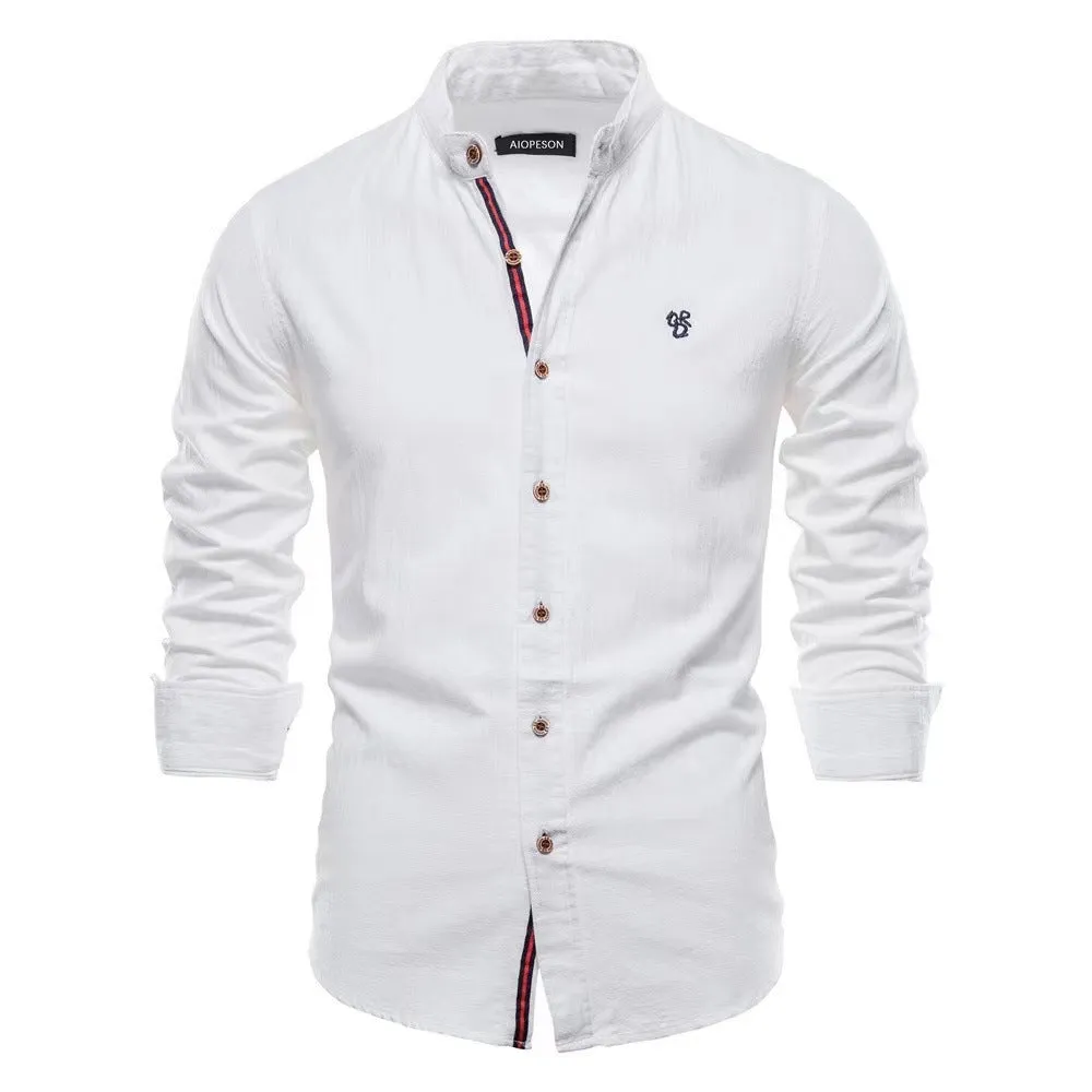 Men's cotton blend long sleeve Henley shirt in solid colour, eight colours available, sizes XS to XXXL