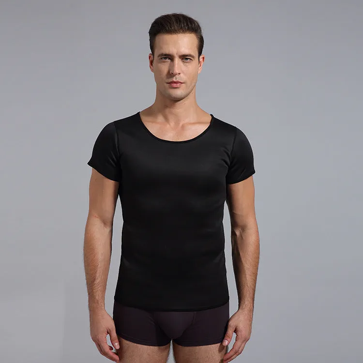 Men's black neoprene body shaper vest for slimming and sweat enhancement during exercise