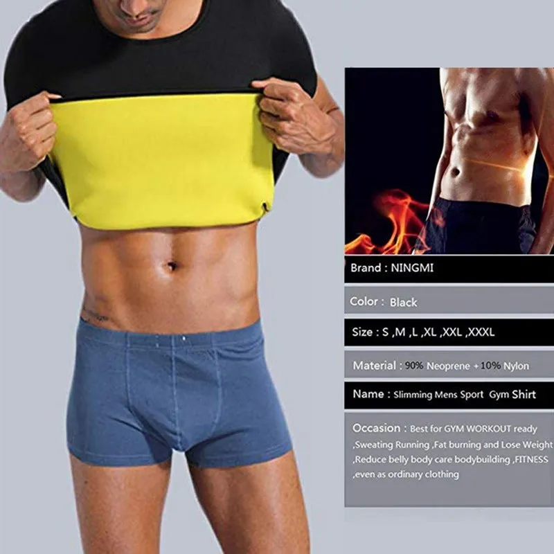 Men's black neoprene body shaper vest for slimming and sweat enhancement during exercise