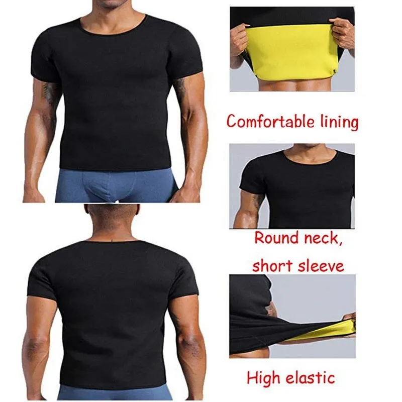 Men's black neoprene body shaper vest for slimming and sweat enhancement during exercise