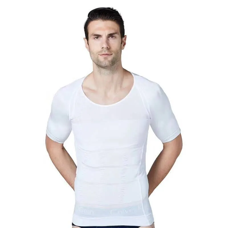 Men's black neoprene body shaper vest for slimming and sweat enhancement during exercise