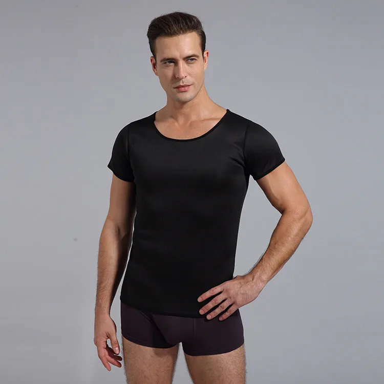 Men's black neoprene body shaper vest for slimming and sweat enhancement during exercise