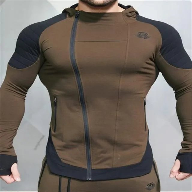 New Gyms slim fit hoodie for men, 95% cotton pullover in black, sizes M to XXL